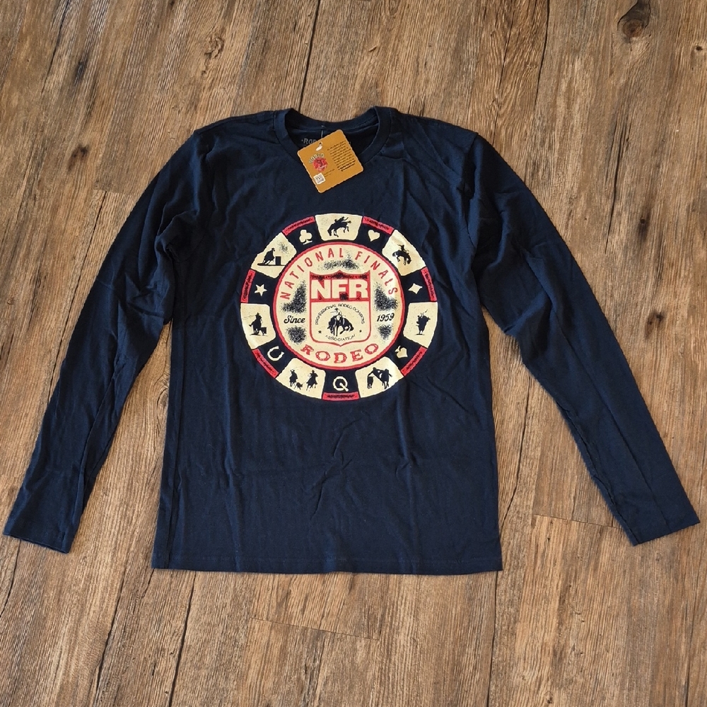 NFR Rodeo Quincy Navy Blue Long Sleeve Men's Shirt